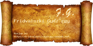 Fridvalszki György névjegykártya
